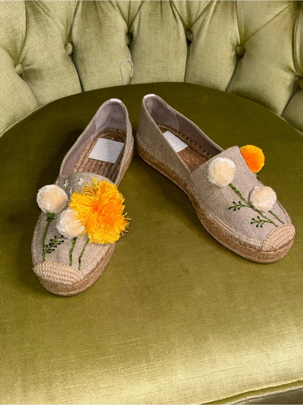 NIB Tory Burch Lily Platform Espadrille, Linen/Embroidery Natural $228 - Picture 10 of 10